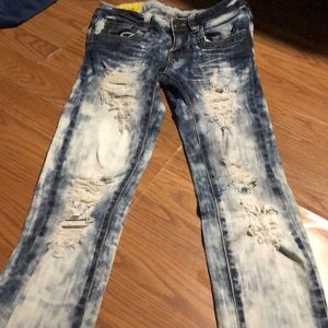 Acid wash jeans,  straight leg